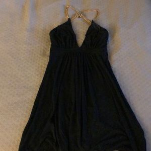 Black halter mini dress SKY Large Gold chains